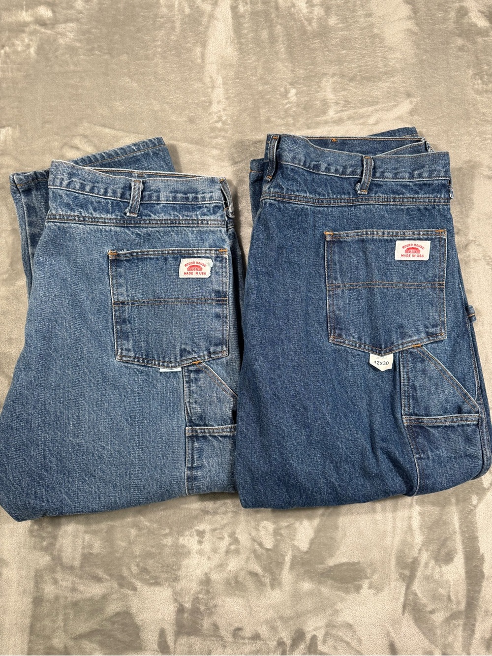 2 Round House Jeans Mens 42x30 Carpenter USA Blue Denim Work 1010 Utility